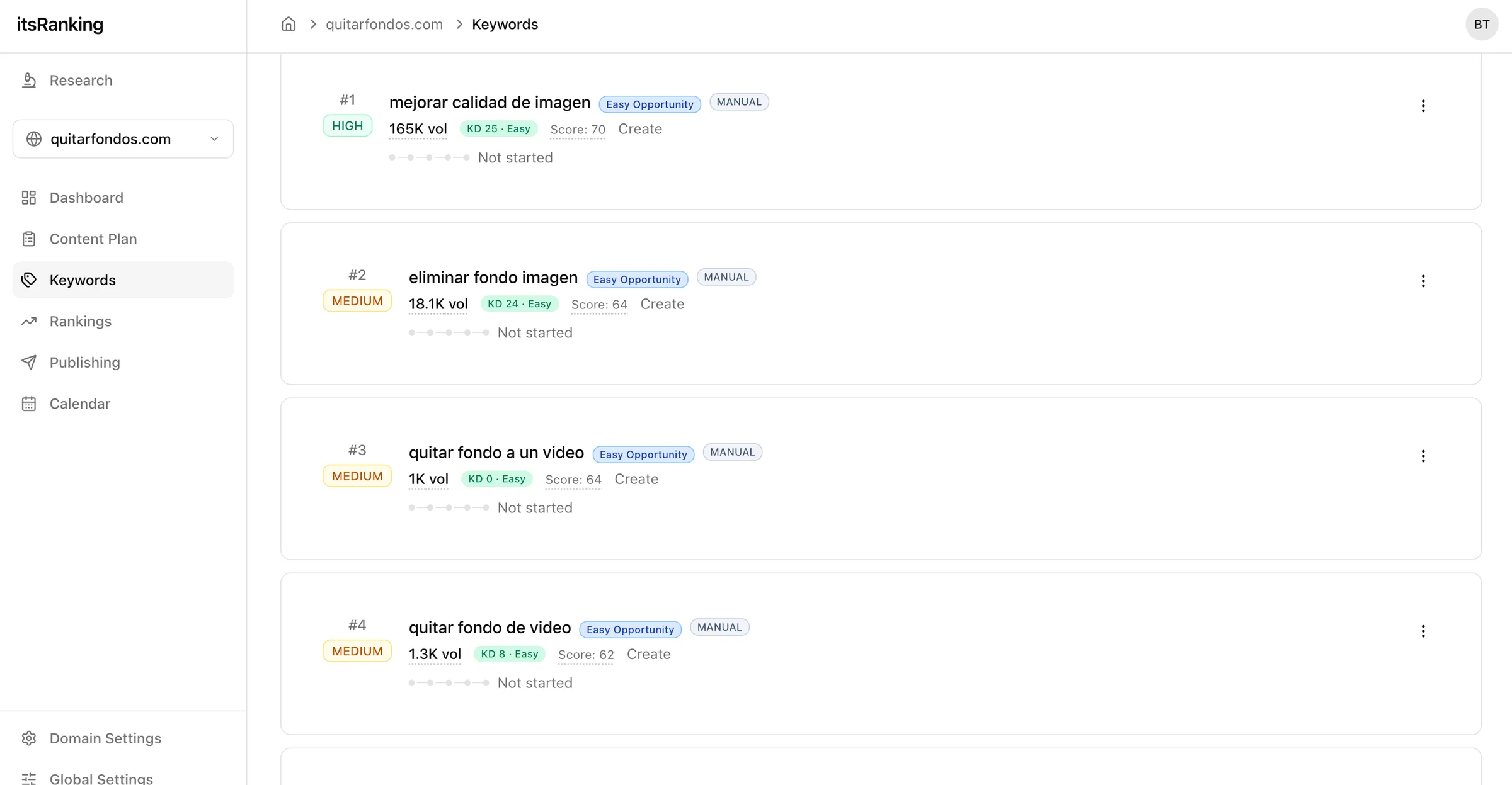 ItsRanking interface